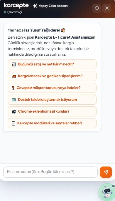 Karcepte Yapay Zeka E-Ticaret Asistanı