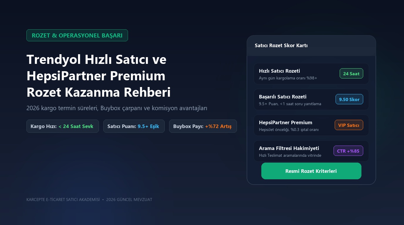 Trendyol Hızlı Satıcı ve Hepsiburada Premium Satıcı Rozeti Rehberi 2026